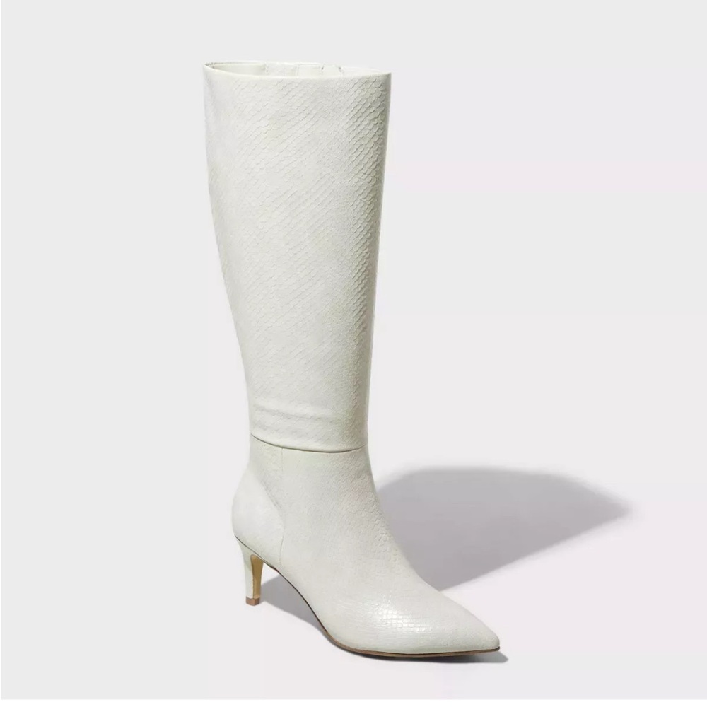 Women's Tay Tall Dress Boots - A New Day Off-White 7.5